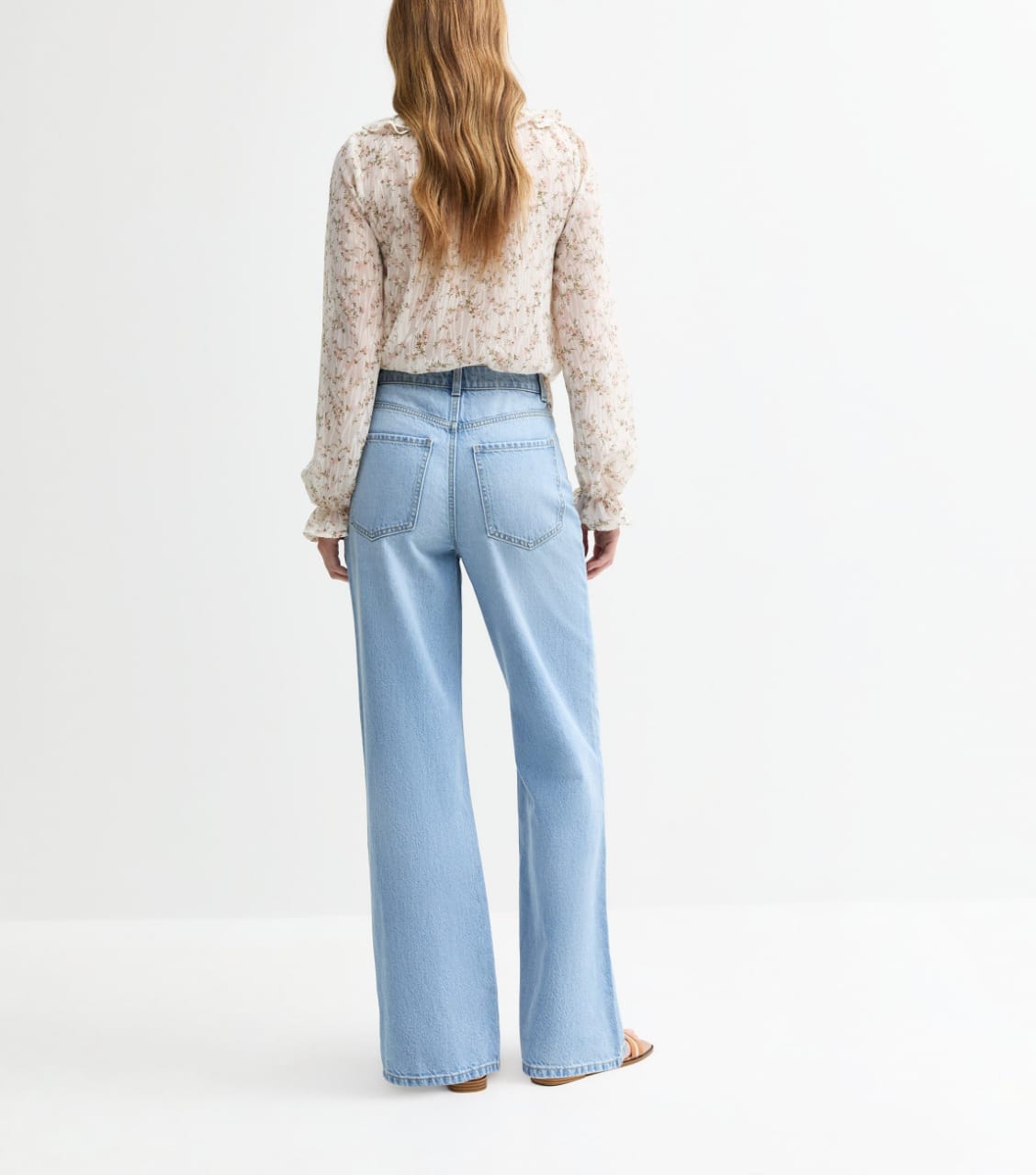High-Waisted Light Blue Wide-Leg Jeans.