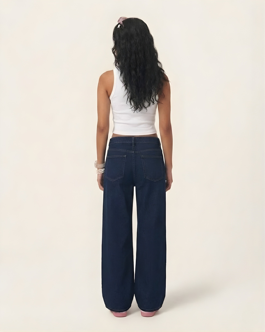 Caudra Dark Blue High Waist Wide-Leg Jeans