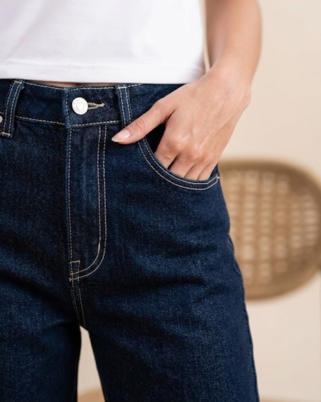 Caudra Dark Blue High Waist Wide-Leg Jeans
