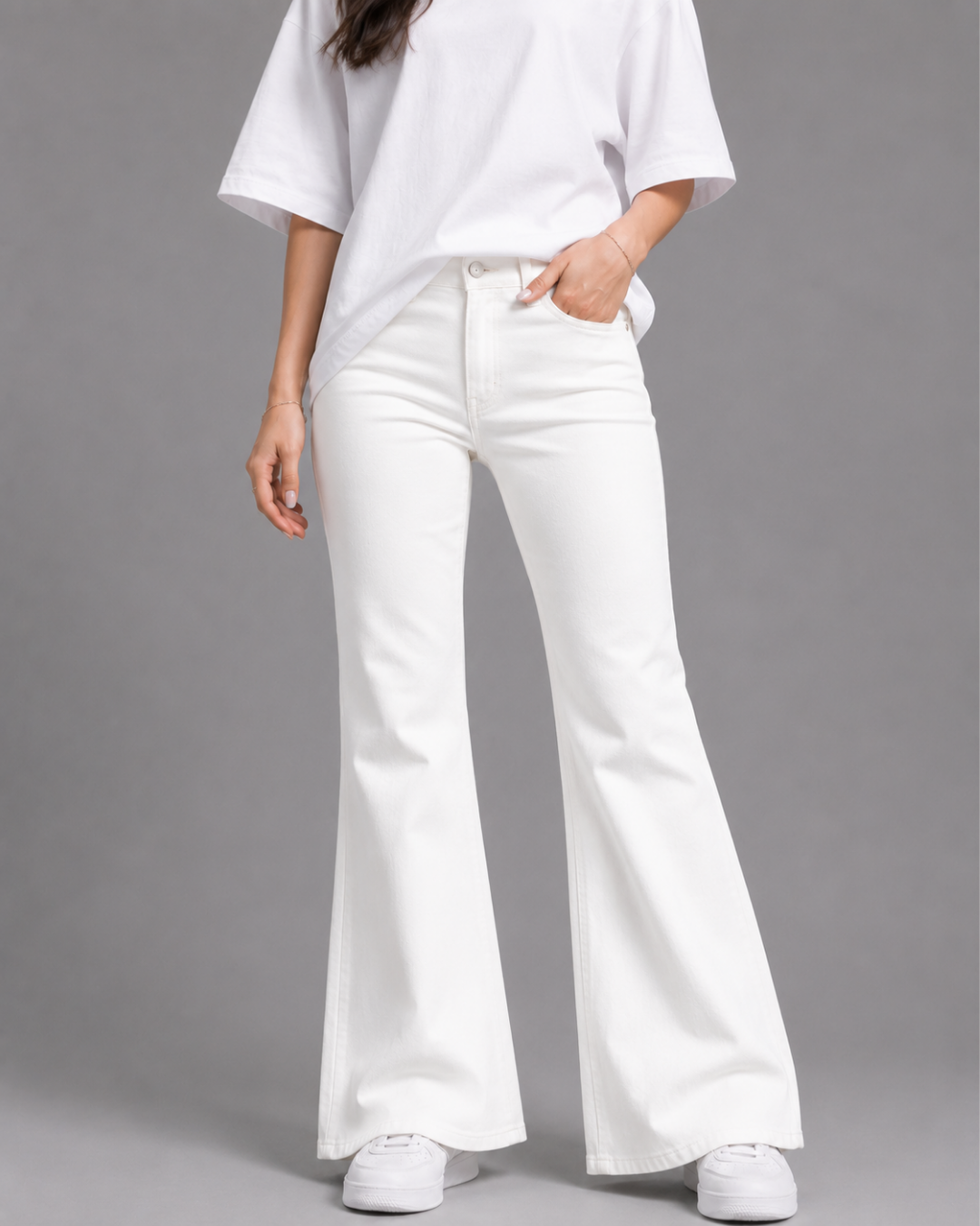 Caudra White Flare Jeans.