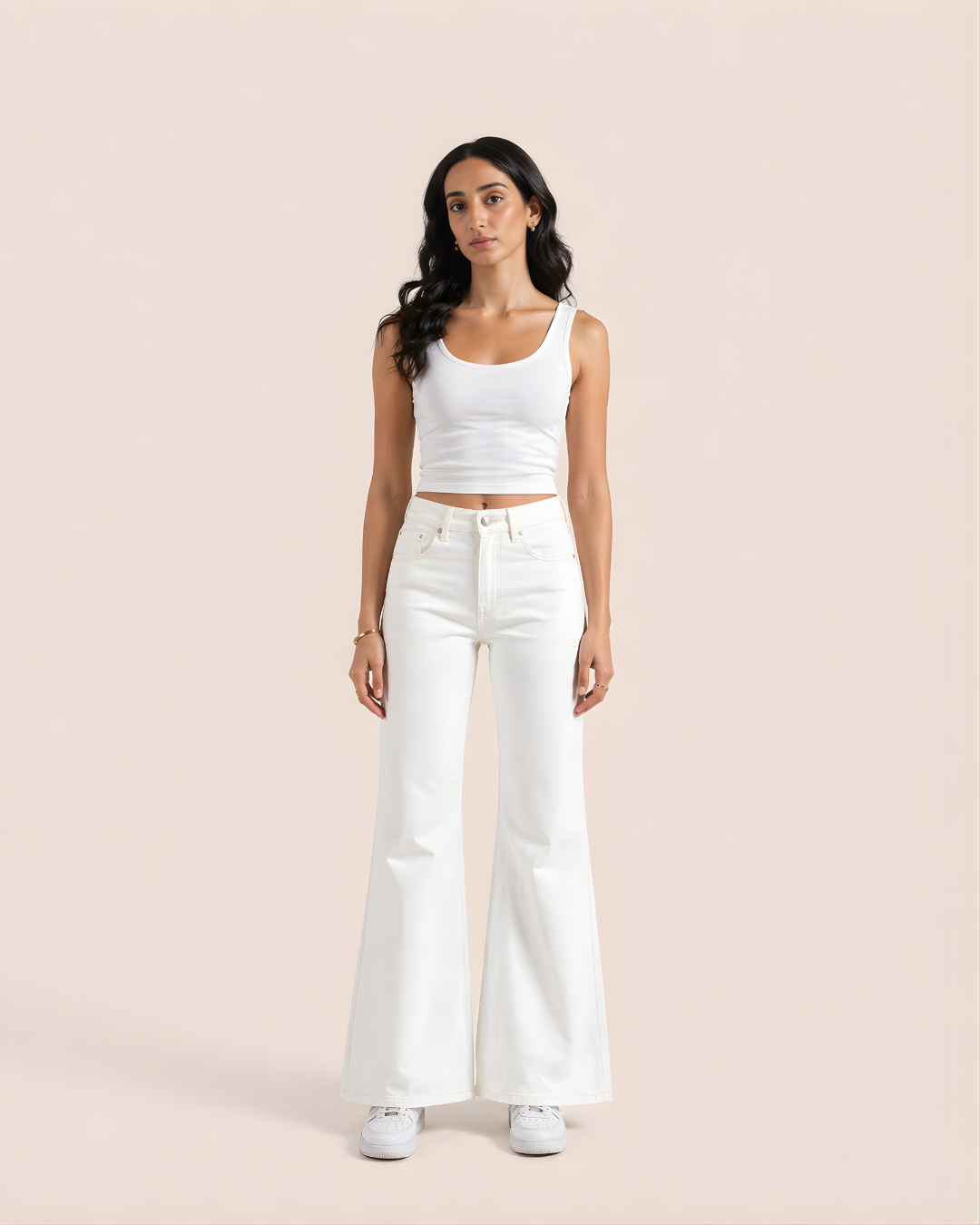Caudra White Flare Jeans.
