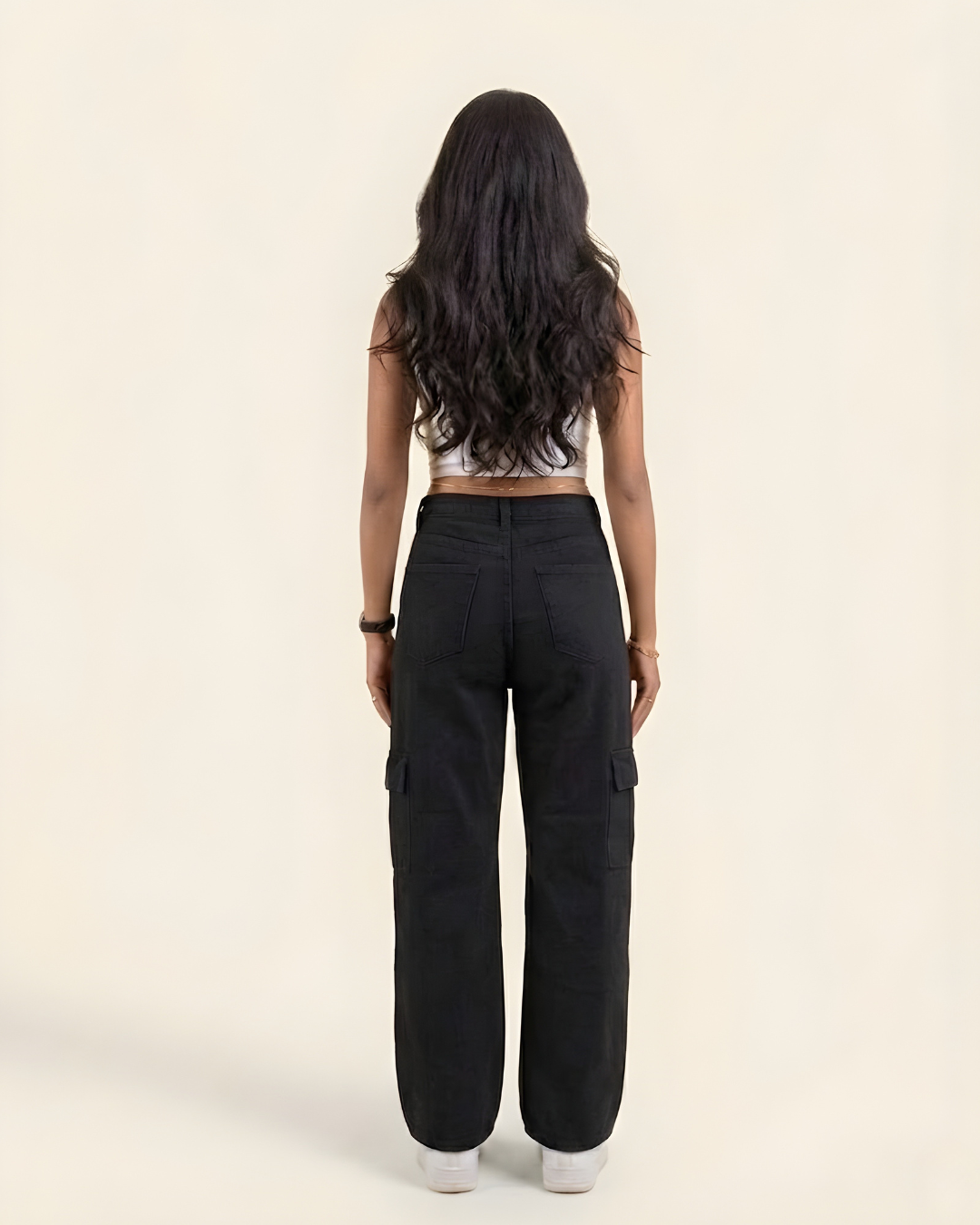Caudra Black Cargo Wide-leg Jeans.