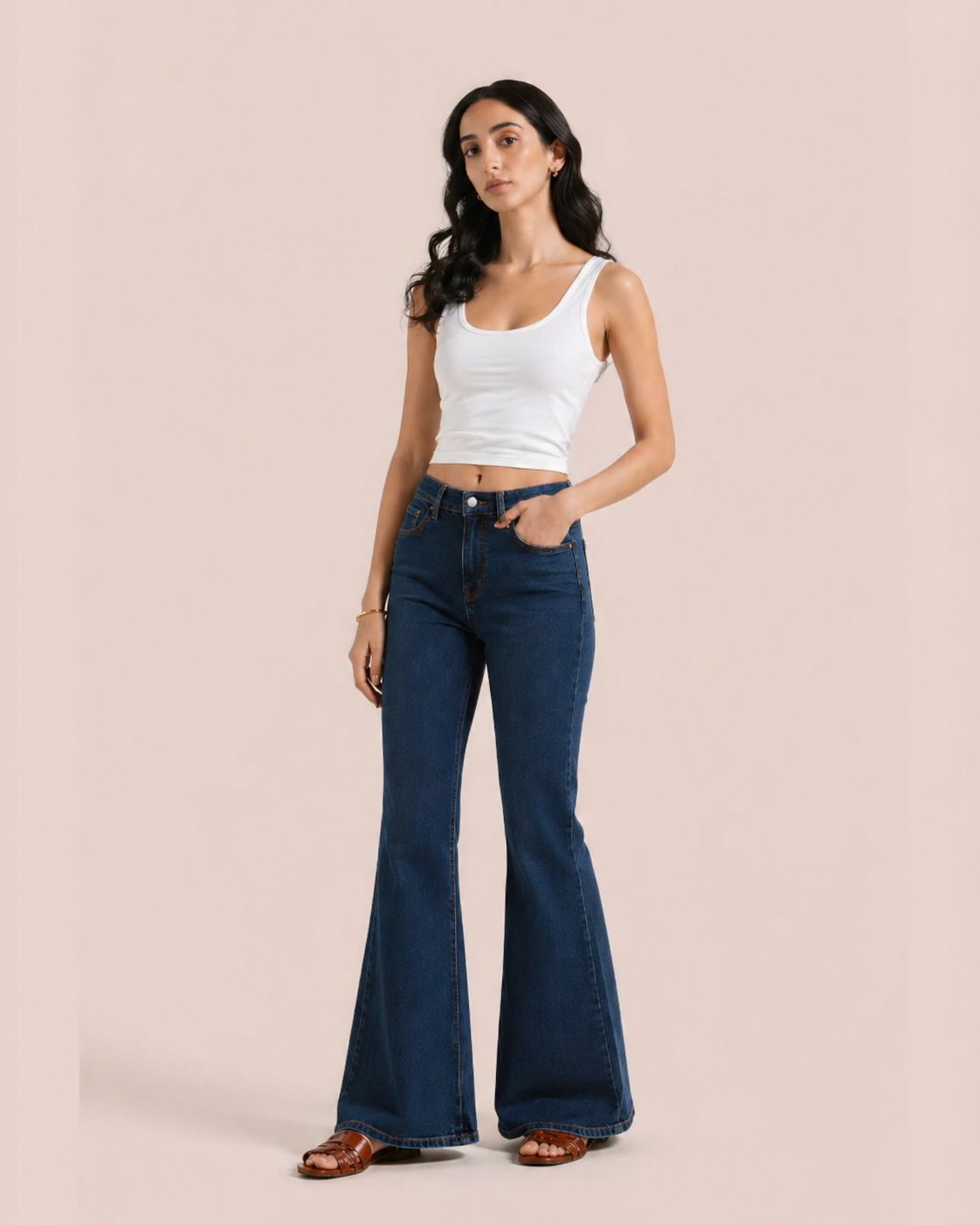 Caudra Dark Blue Flare Jeans