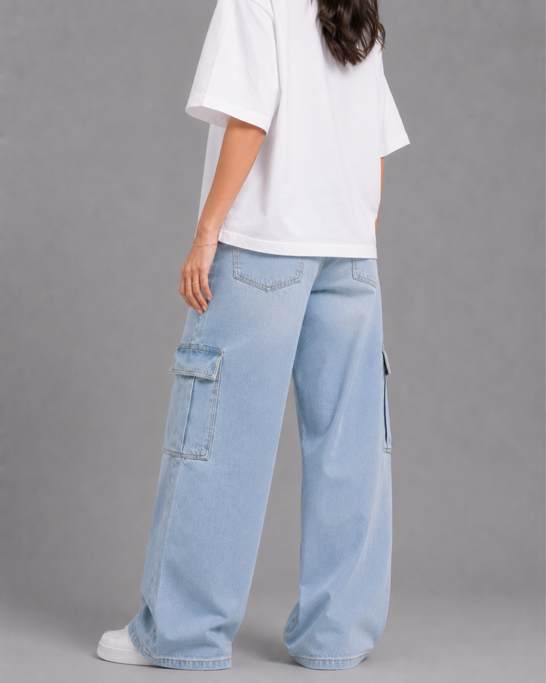 Caudra Light Blue Cargo Wide leg Jeans.