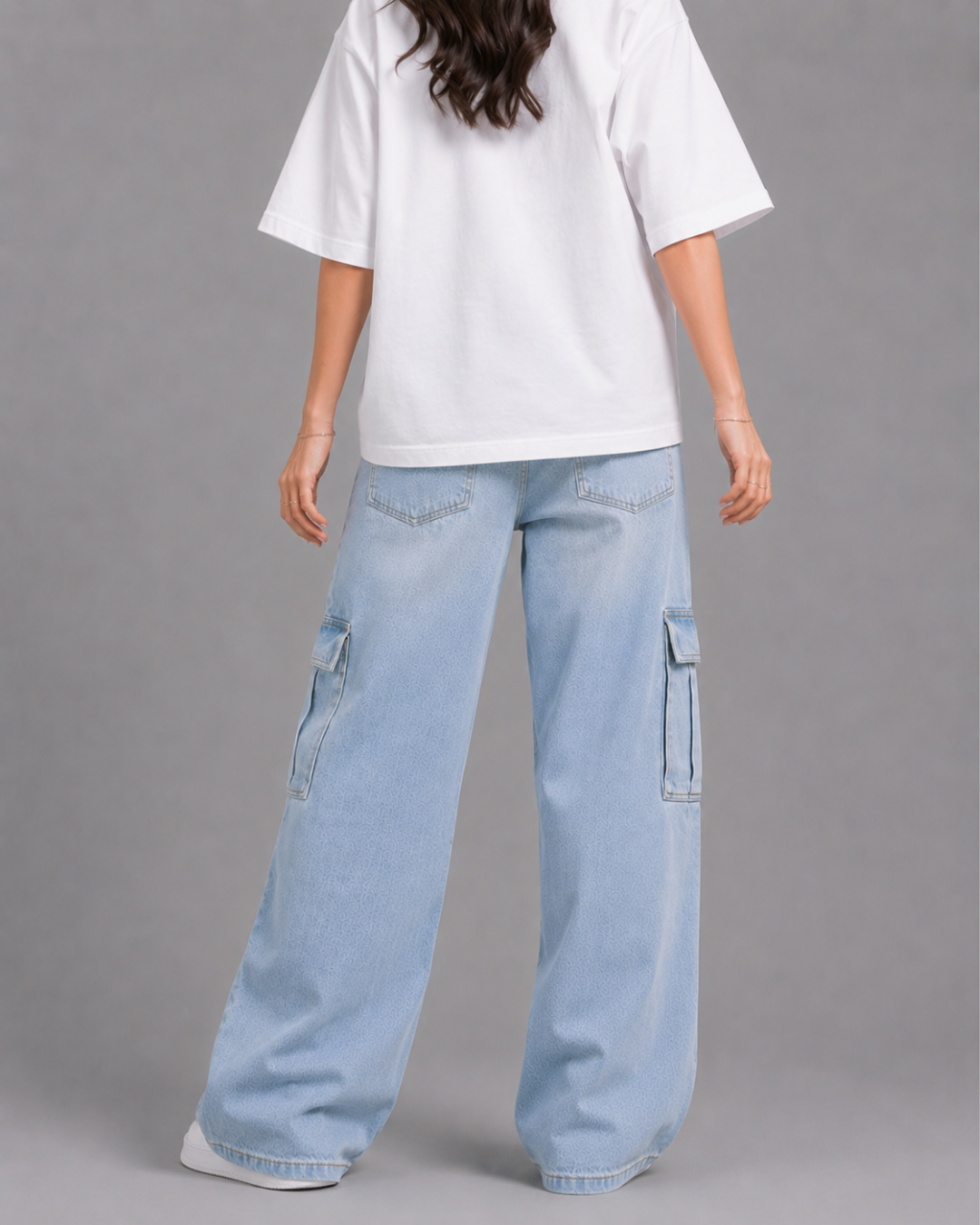 Caudra Light Blue Cargo Wide leg Jeans.