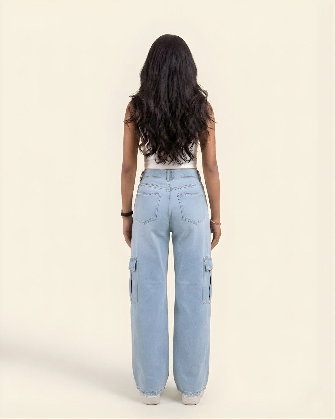 Caudra Light Blue Cargo Wide leg Jeans.