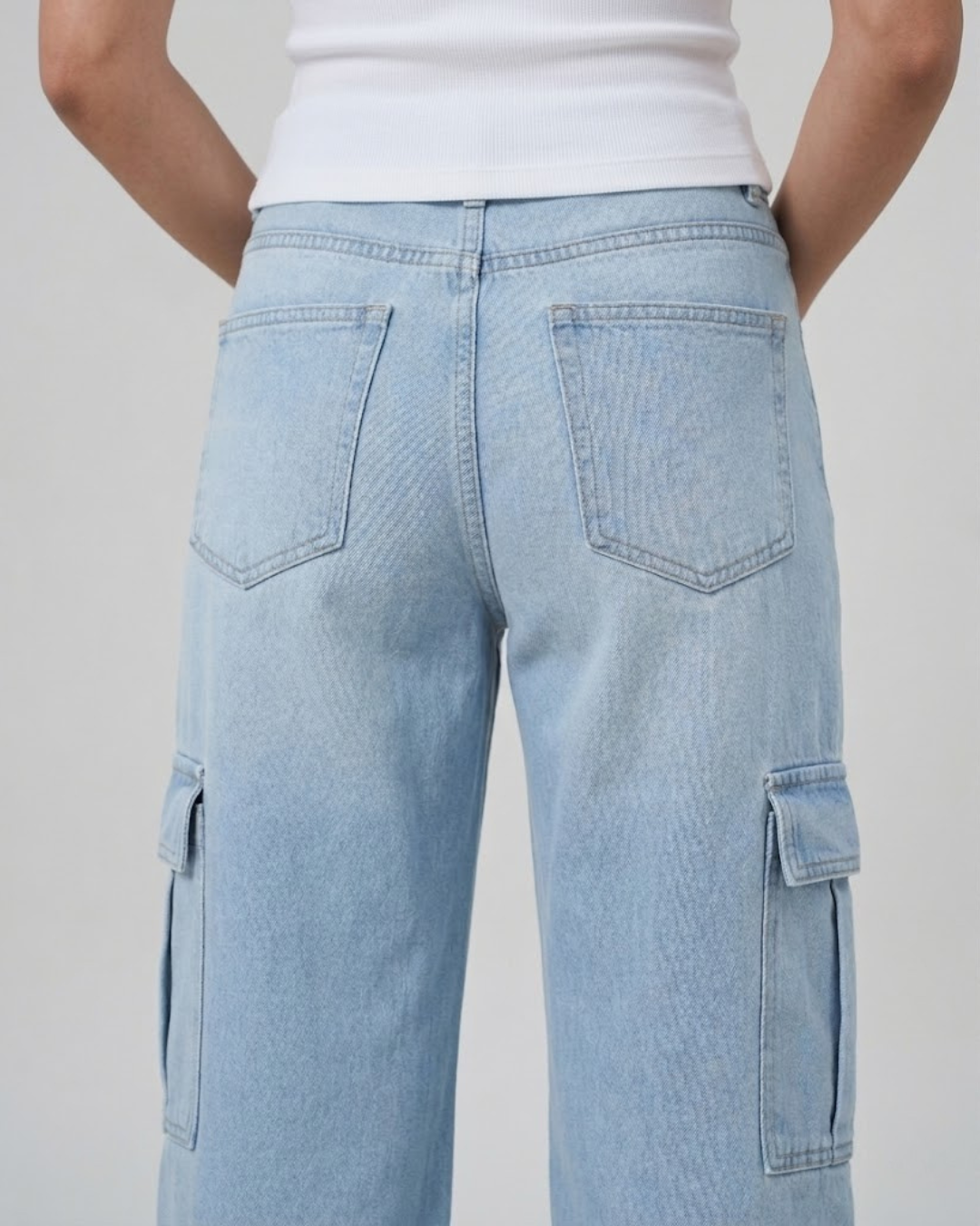 Caudra Light Blue Cargo Wide leg Jeans.