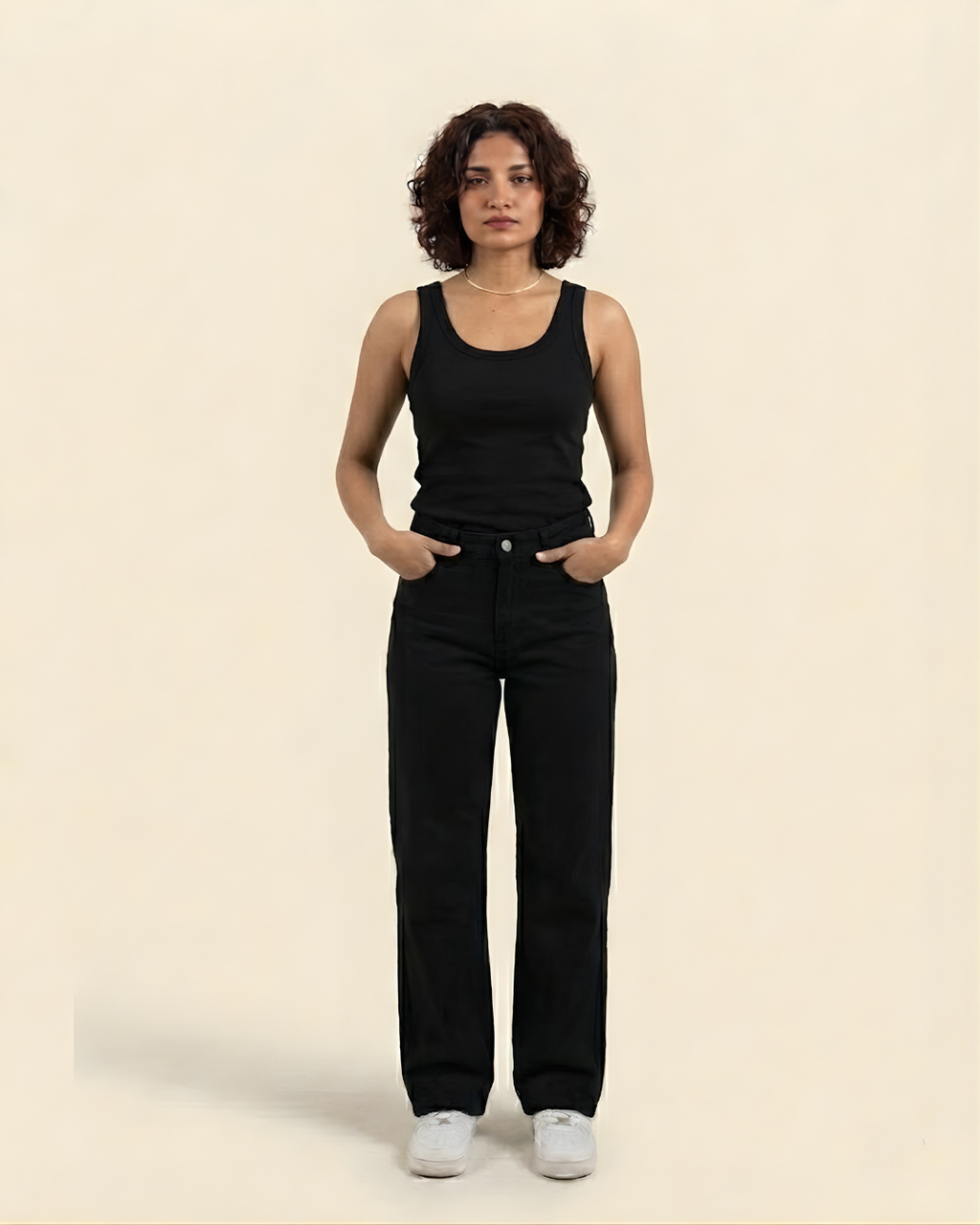 Caudra Black Loose Straight Jeans