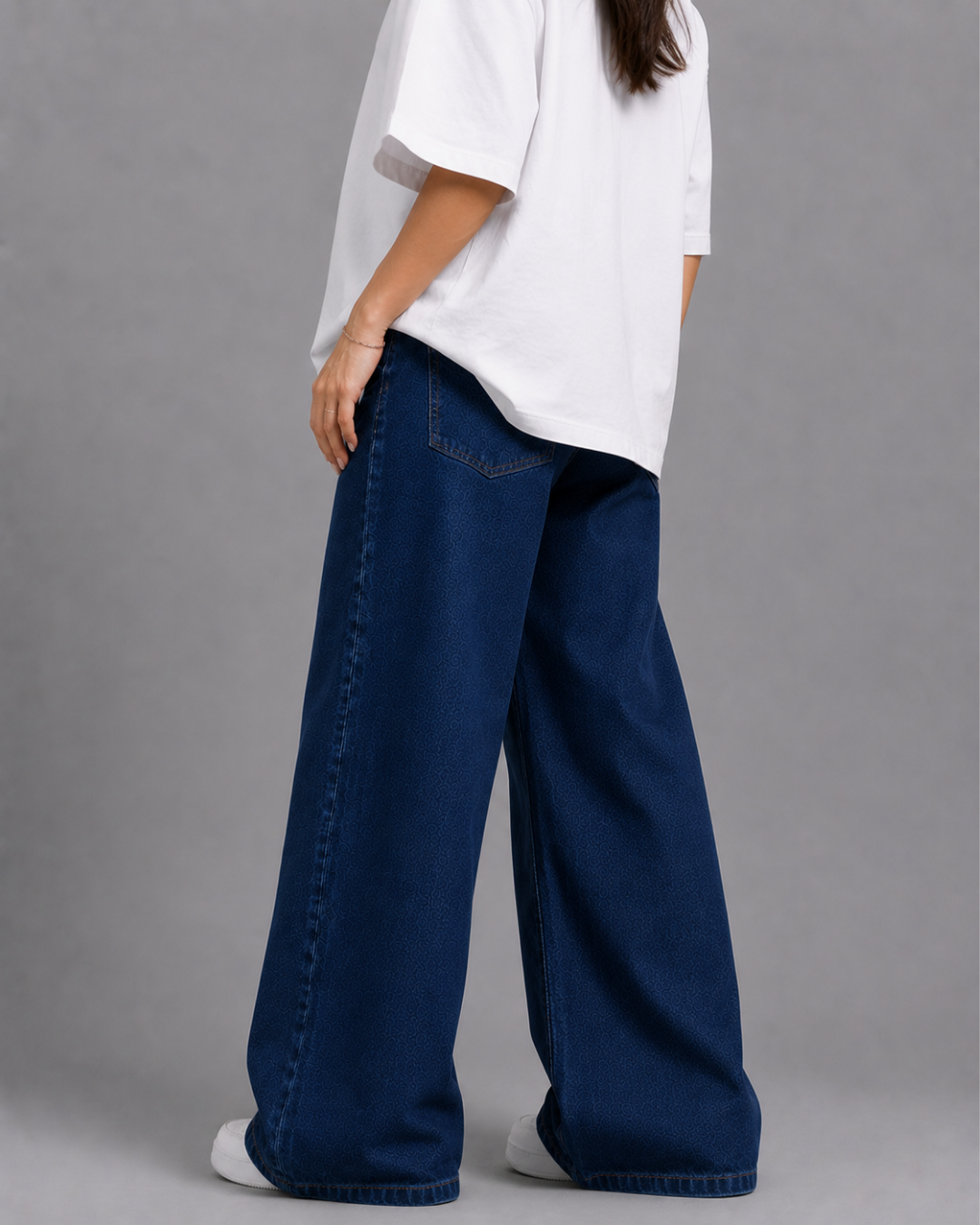 Caudra Dark Blue High Waist Wide-Leg Jeans