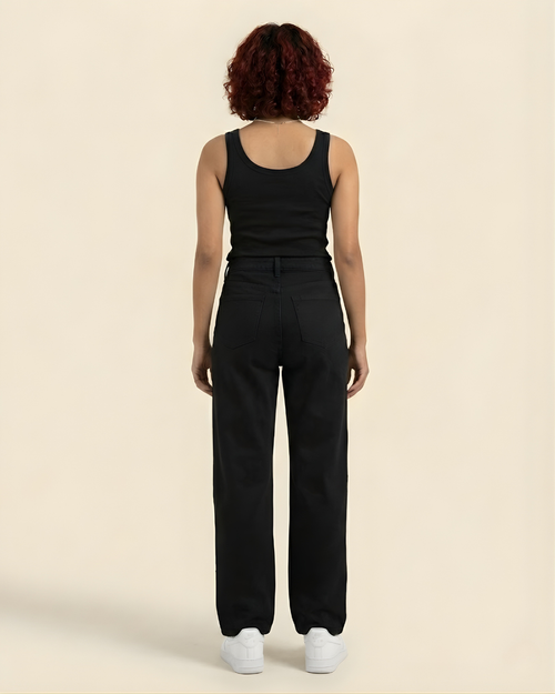 Caudra Black Loose Straight Jeans