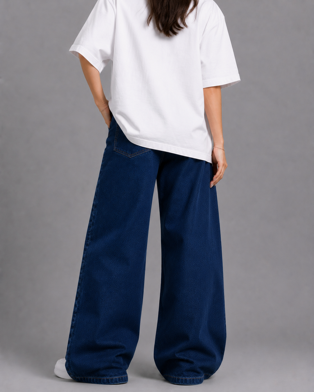 Caudra Dark Blue High Waist Wide-Leg Jeans