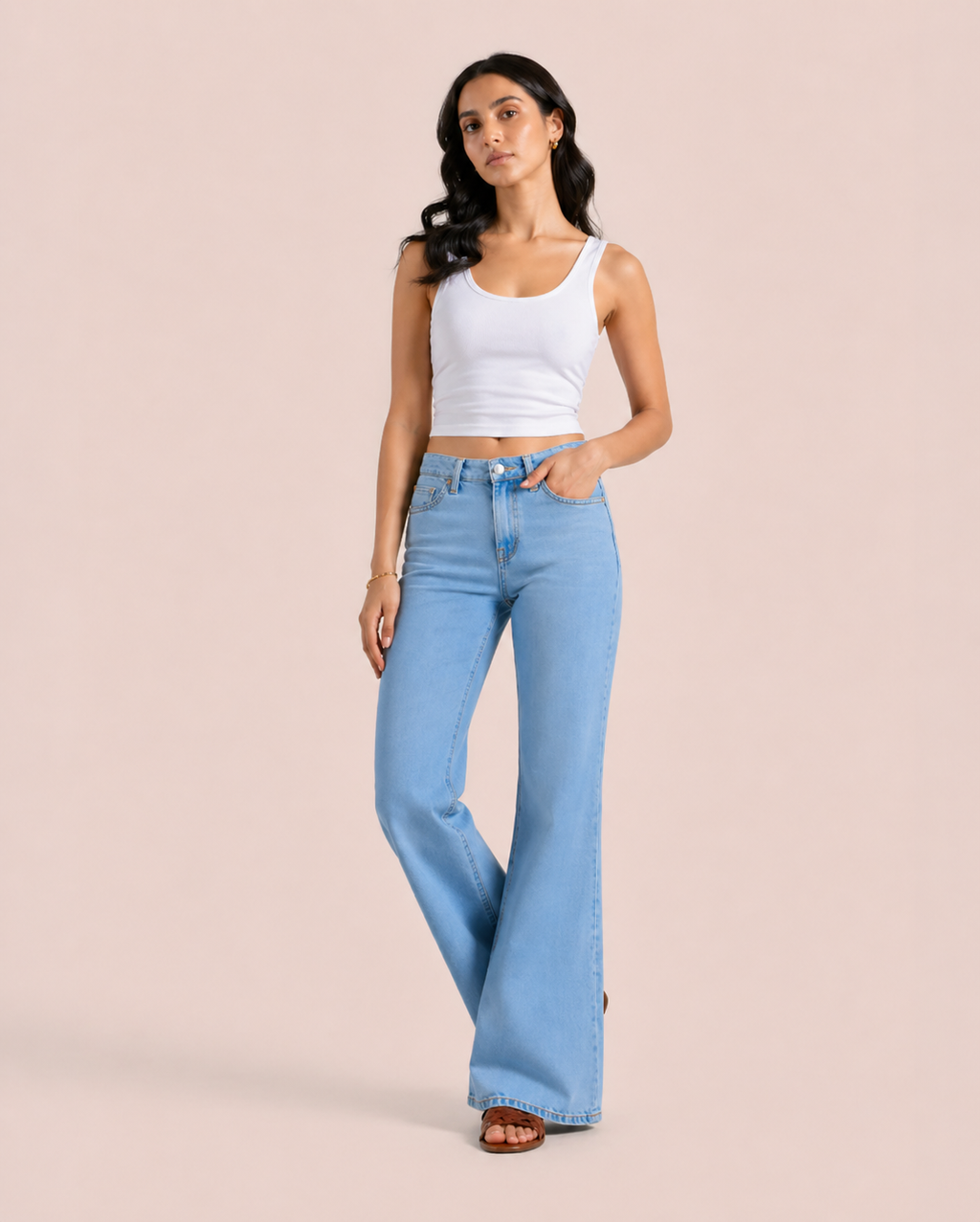 Light Blue Flare Jeans.