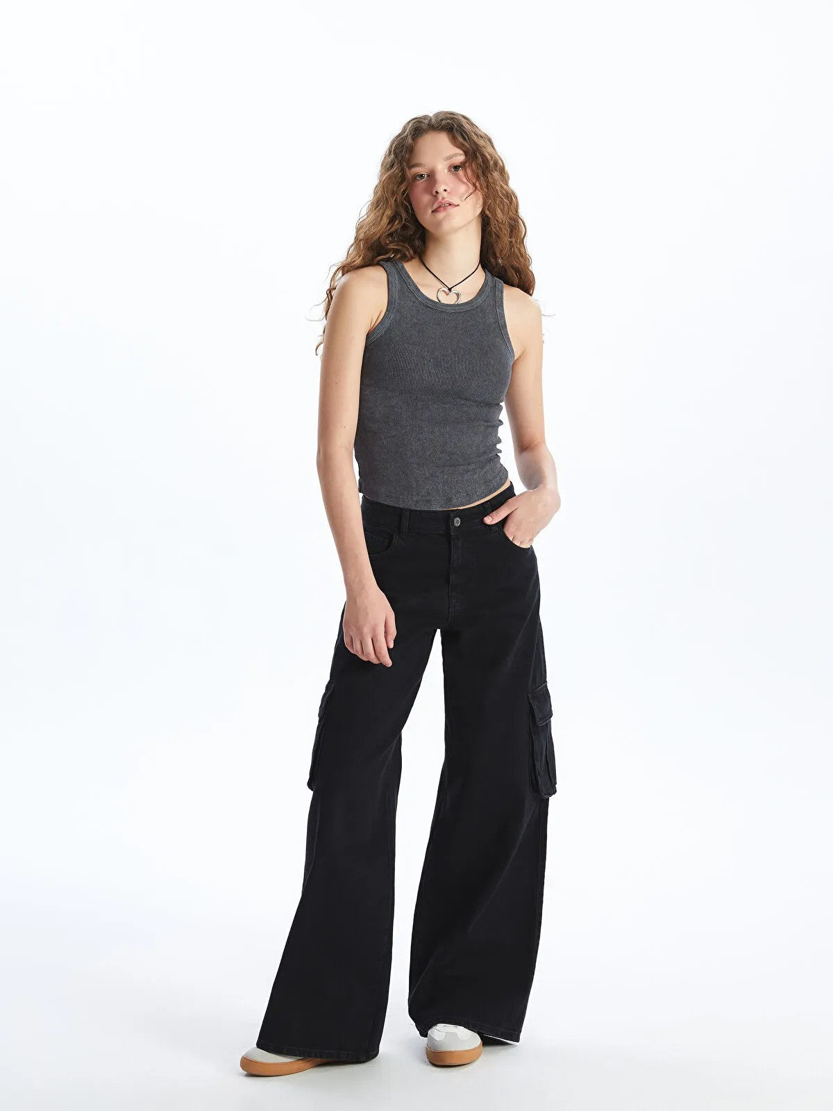 Black Cargo Wideleg Jeans.
