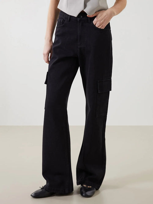 Black Cargo Wideleg Jeans.