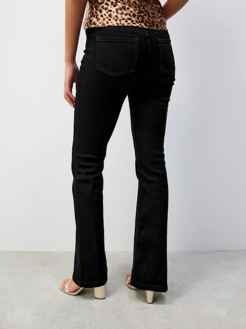 Pure Black High-Waisted Flare Jeans