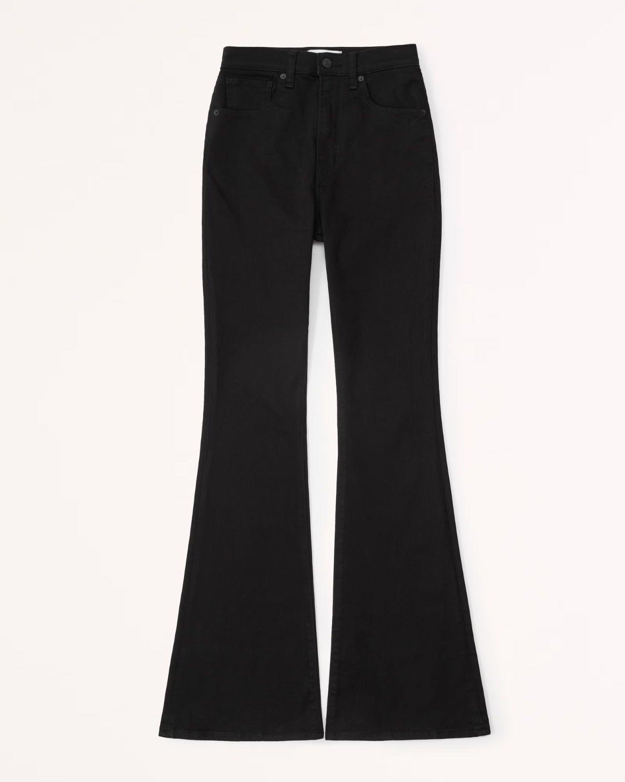 Pure Black High-Waisted Flare Jeans