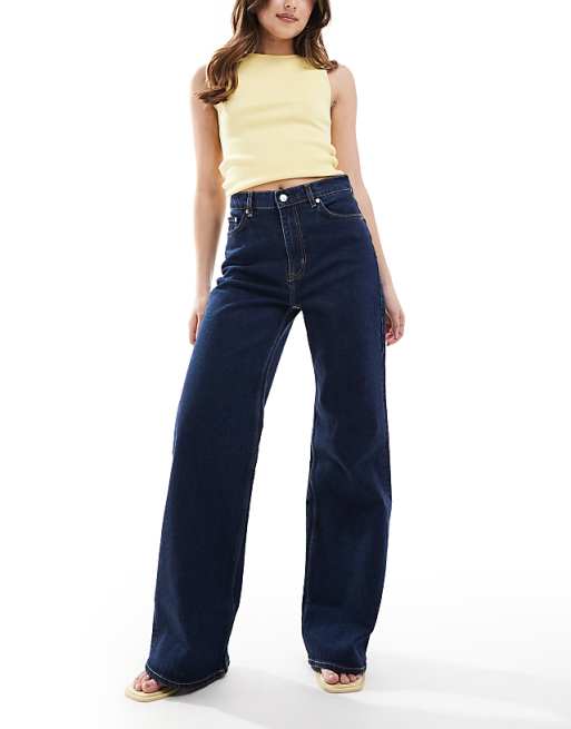 Caudra Dark Blue High Waist Wide-Leg Jeans