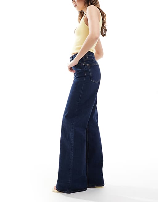 Caudra Dark Blue High Waist Wide-Leg Jeans