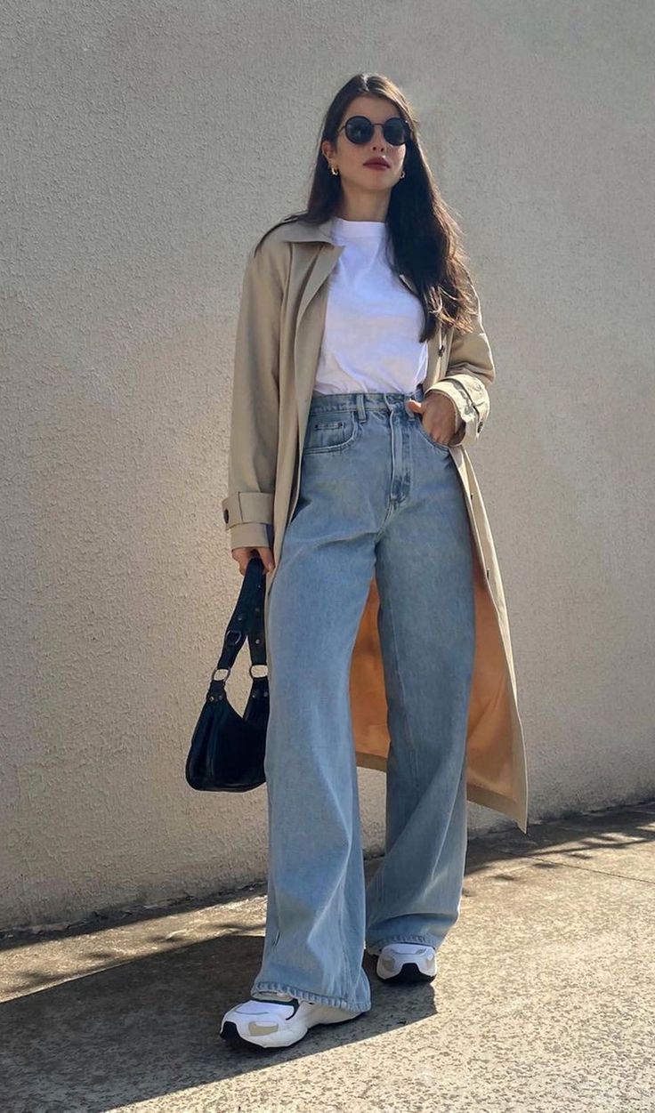 High-Waisted Light Blue Wide-Leg Jeans.