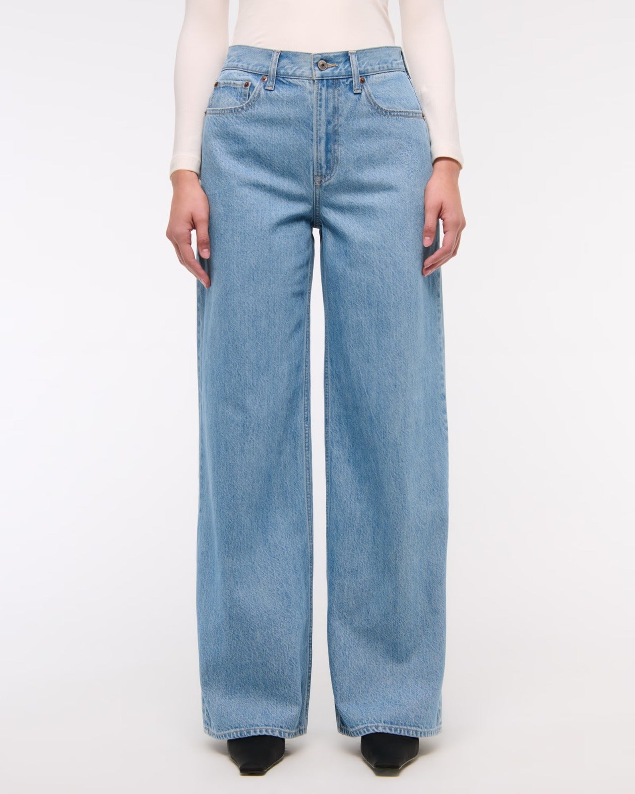 High-Waisted Light Blue Wide-Leg Jeans.