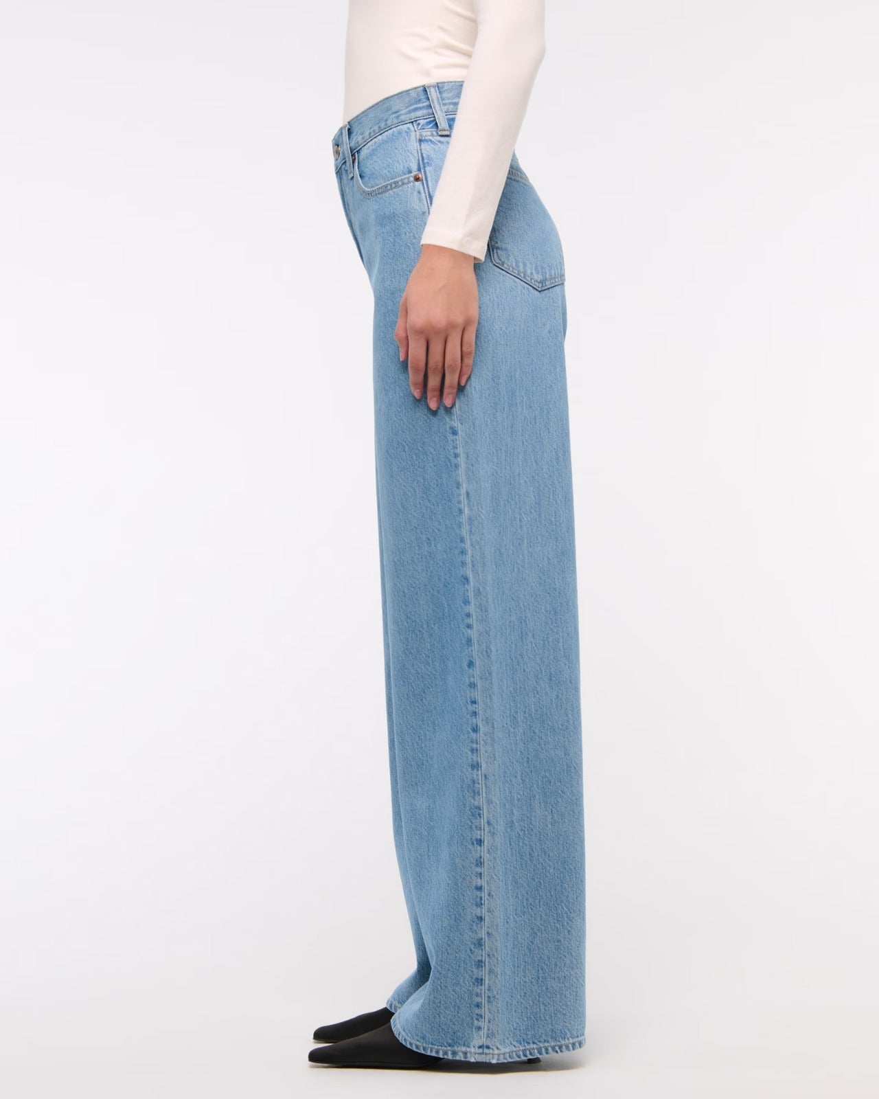 High-Waisted Light Blue Wide-Leg Jeans.