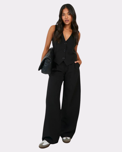 Caudra Black High-Waist Wide-Leg Jeans