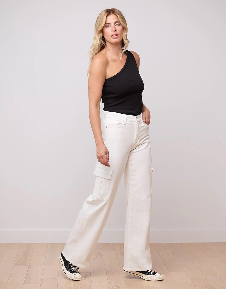 White Cargo Wideleg Jeans.