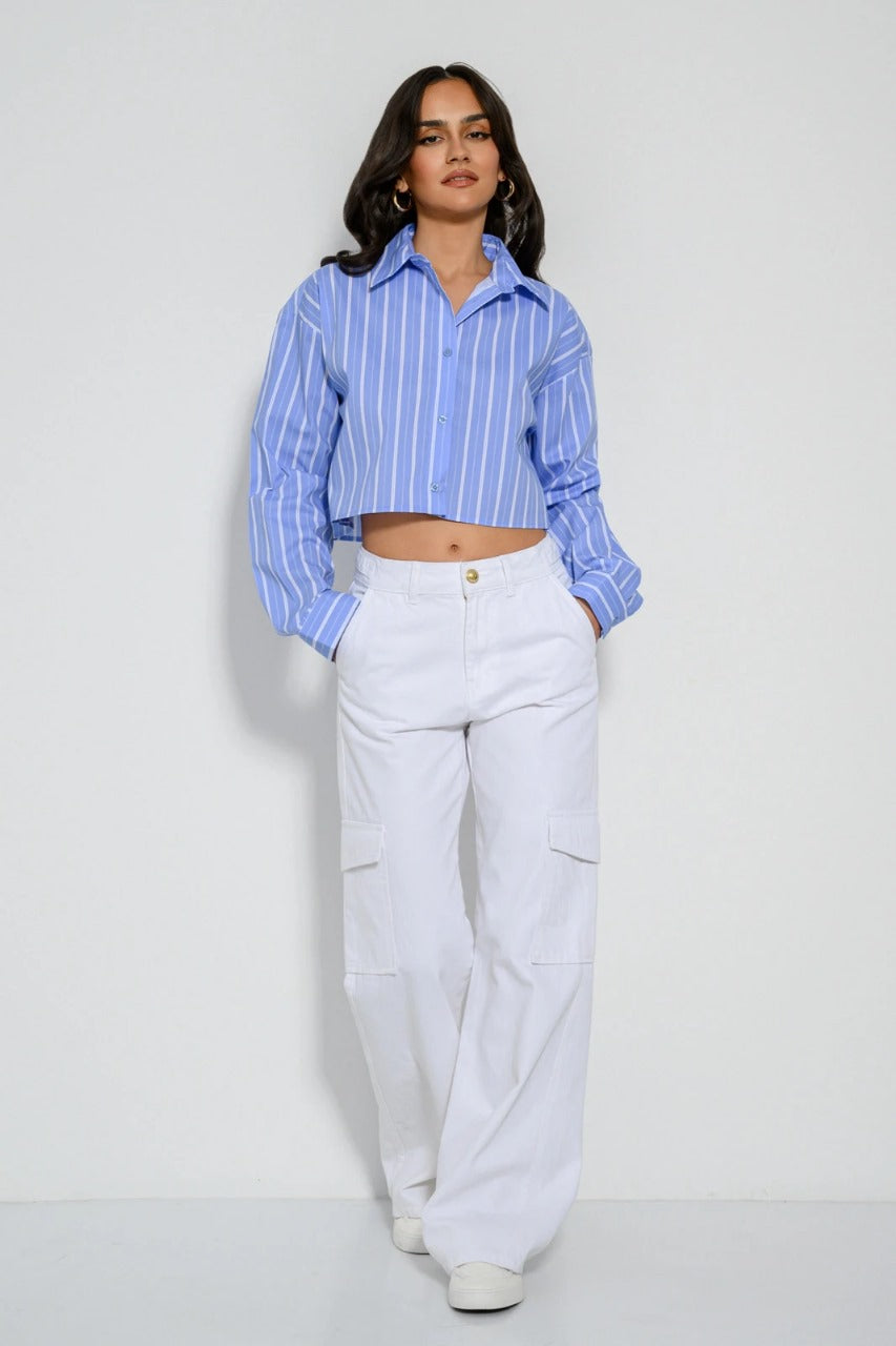 White Cargo Wideleg Jeans.