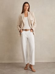 White High-Waist Loose Leg Jeans.
