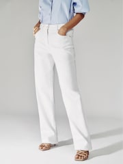 White High-Waist Loose Leg Jeans.