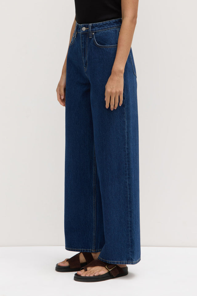 Caudra Dark Blue High Waist Wide-Leg Jeans