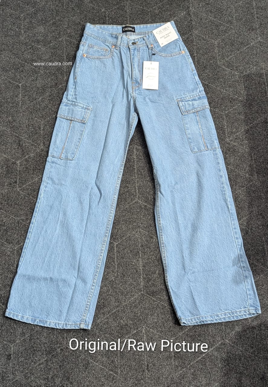 Caudra Light Blue Cargo Wide leg Jeans.